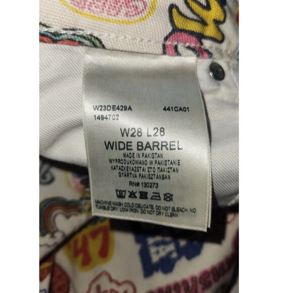 Wrangler Free People Cowgirl Heaven Wide Barrel Leg Jeans Retro Pop Art sz 28x28 - Picture 8 of 15
